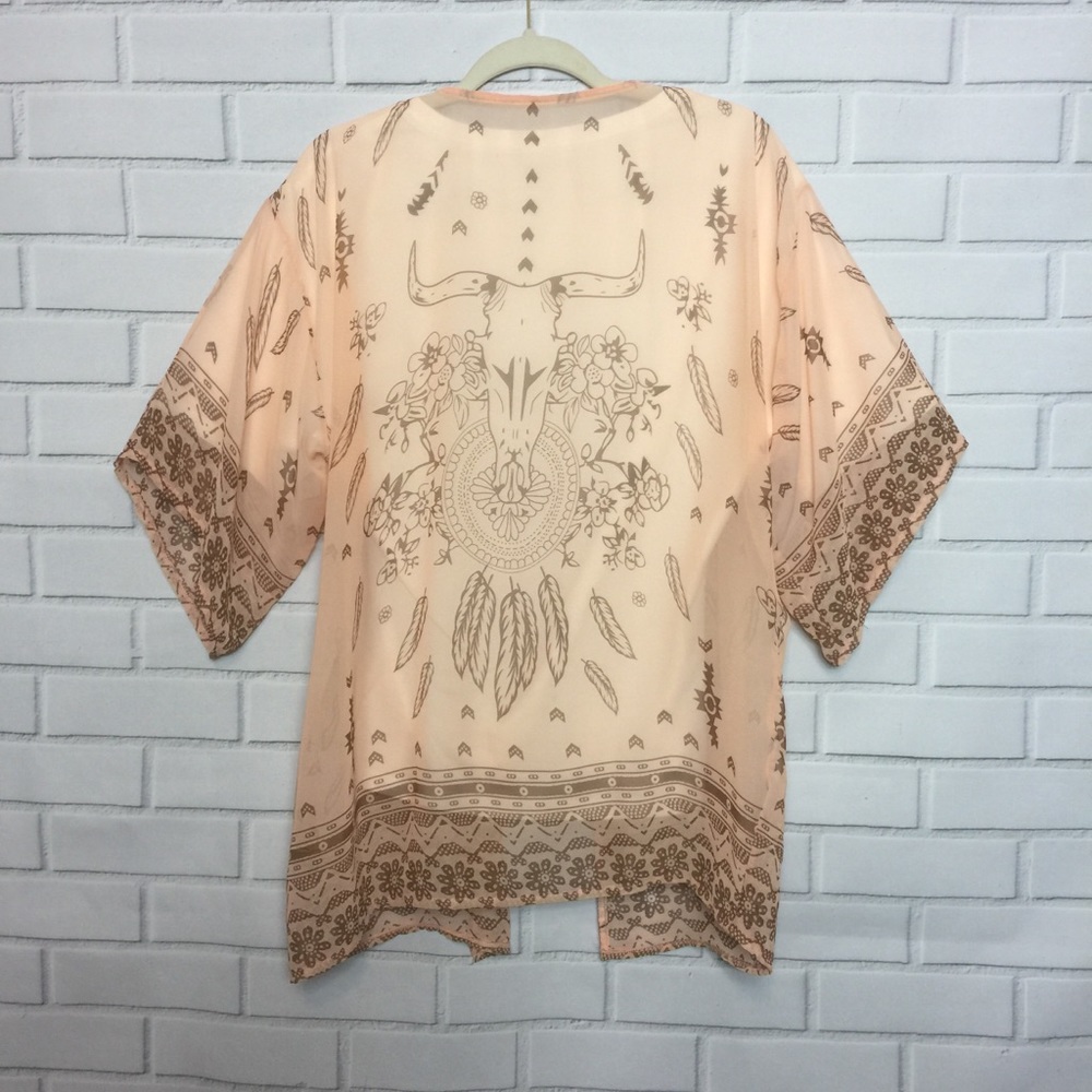 BOHO LUXE FESTIVAL STYLE SHEER w/ GRAPHICS KIMONO